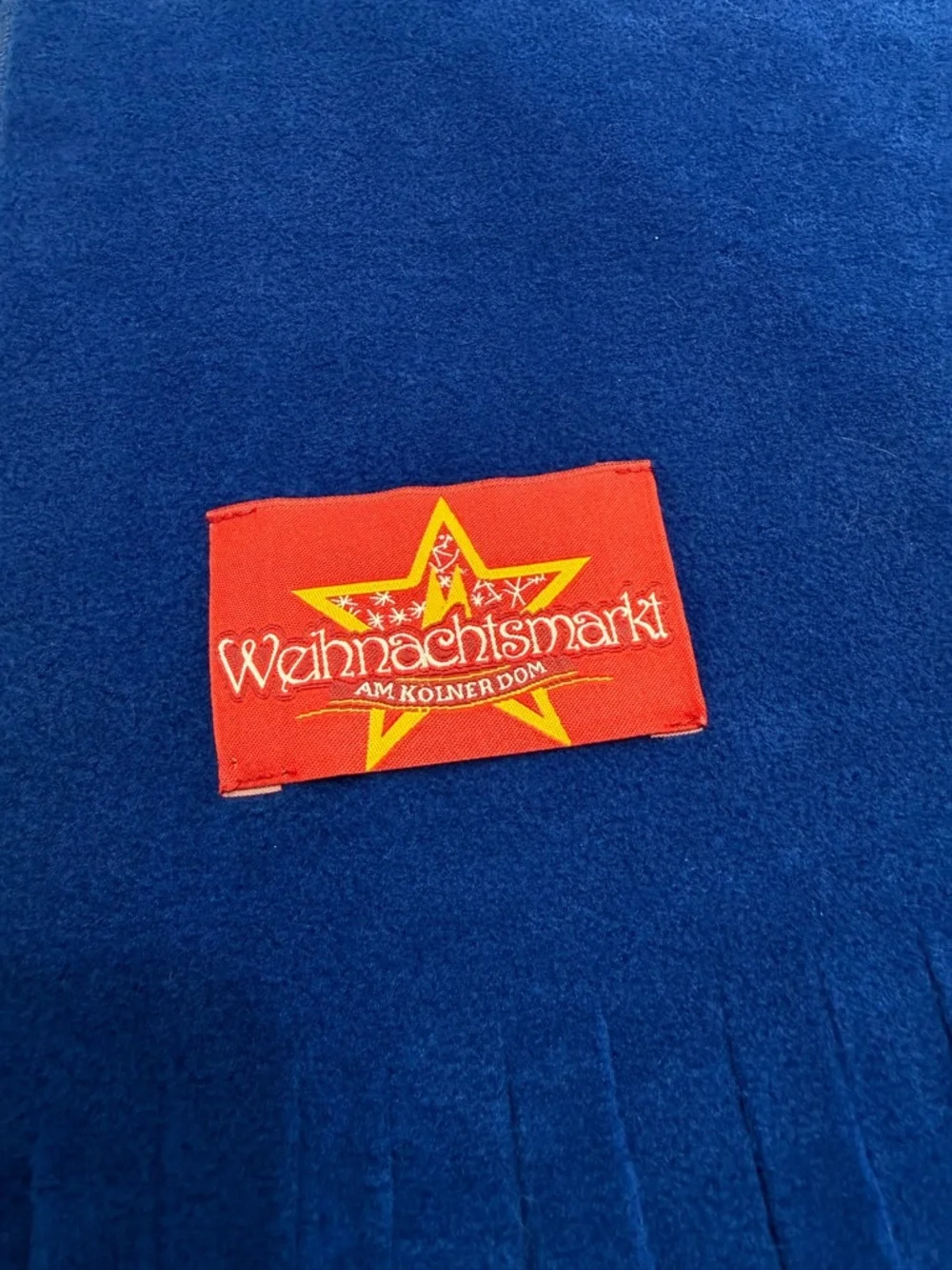 Weignachtarket Royal Blue Fleece Scarf with Fringe from Germany